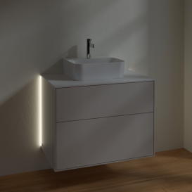 Тумба под раковину Villeroy & Boch Finion 80х50,1 см с подсветкой МДФ светло-серый матовый лак/стекло белое матовое G08100GJ