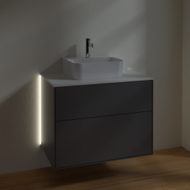 Тумба под раковину Villeroy & Boch Finion 80х50,1 см с подсветкой МДФ антрацит матовый лак/стекло белое матовое G08100GK