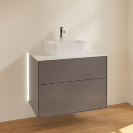 Тумба под раковину Villeroy & Boch Finion 80х50,1 см с подсветкой МДФ антрацит матовый лак/стекло белое матовое G08100GK