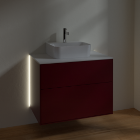 Тумба під раковину Villeroy & Boch Finion 80х50,1 см з підсвічуванням МДФ півонія матовий лак/скло біле матове G08100HB