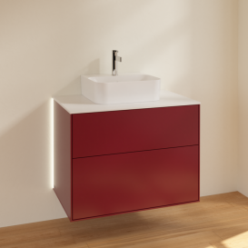 Тумба під раковину Villeroy & Boch Finion 80х50,1 см з підсвічуванням МДФ півонія матовий лак/скло біле матове G08100HB