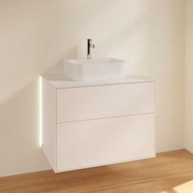 Тумба под раковину Villeroy & Boch Finion 80х50,1 см с подсветкой МДФ белый матовый лак/стекло белое матовое G08100MT