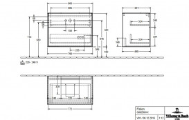 Тумба під раковину Villeroy & Boch Finion 80х50,1 см з підсвічуванням МДФ півонія матовий лак/скло чорне матове G08200HB