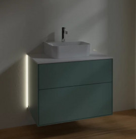 Тумба под раковину Villeroy & Boch Finion 80х50,1 см с подсветкой МДФ оливковый матовый лак/стекло белое матовое G08100GM