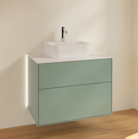 Тумба под раковину Villeroy & Boch Finion 80х50,1 см с подсветкой МДФ оливковый матовый лак/стекло белое матовое G08100GM