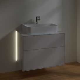 Тумба под раковину Villeroy & Boch Finion 80х50,1 см с подсветкой МДФ светло-серый матовый лак/стекло белое матовое G09100GJ