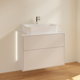 Тумба под раковину Villeroy & Boch Finion 80х50,1 см с подсветкой МДФ светло-серый матовый лак/стекло белое матовое G09100GJ