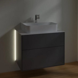 Тумба под раковину Villeroy & Boch Finion 80х50,1 см с подсветкой МДФ антрацит матовый лак/стекло белое матовое G09100GK