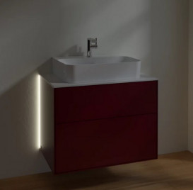 Тумба под раковину Villeroy & Boch Finion 80х50,1 см с подсветкой МДФ пион матовый лак/стекло белое матовое G09100HB