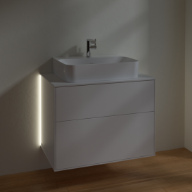 Тумба под раковину Villeroy & Boch Finion 80х50,1 см с подсветкой МДФ белый матовый лак/стекло белое матовое G09100MT