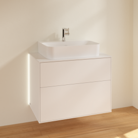 Тумба под раковину Villeroy & Boch Finion 80х50,1 см с подсветкой МДФ белый матовый лак/стекло белое матовое G09100MT