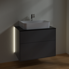 Тумба под раковину Villeroy & Boch Finion 80х50,1 см с подсветкой МДФ антрацит матовый лак/стекло черное матовое G09200GK