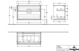 Тумба под раковину Villeroy & Boch Finion 100х50,1 см МДФ антрацит матовый лак/стекло белое матовое F10100GK