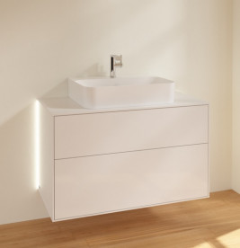 Тумба під раковину Villeroy & Boch Finion 100х50,1 см з підсвіткою МДФ білий глянцевий лак/скло біле матове G10100GF