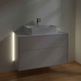 Тумба под раковину Villeroy & Boch Finion 100х50,1 см с подсветкой МДФ светло-серый матовый лак/стекло белое матовое G10100GJ