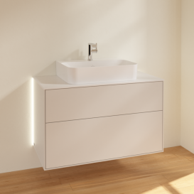 Тумба под раковину Villeroy & Boch Finion 100х50,1 см с подсветкой МДФ светло-серый матовый лак/стекло белое матовое G10100GJ