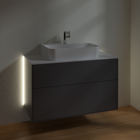 Тумба под раковину Villeroy & Boch Finion 100х50,1 см с подсветкой МДФ антрацит матовый лак/стекло белое матовое G10100GK