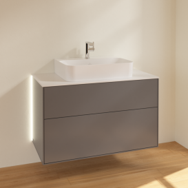 Тумба под раковину Villeroy & Boch Finion 100х50,1 см с подсветкой МДФ антрацит матовый лак/стекло белое матовое G10100GK