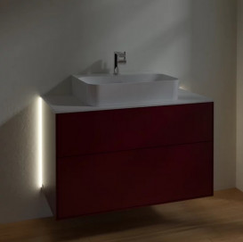 Тумба под раковину Villeroy & Boch Finion 100х50,1 см с подсветкой МДФ пион матовый лак/стекло белое матовое  G10100HB