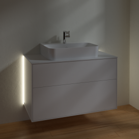 Тумба под раковину Villeroy & Boch Finion 100х50,1 см с подсветкой МДФ белый матовый лак/стекло белое матовое G10100MT