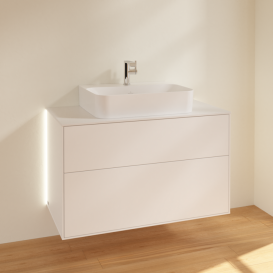 Тумба под раковину Villeroy & Boch Finion 100х50,1 см с подсветкой МДФ белый матовый лак/стекло белое матовое G10100MT