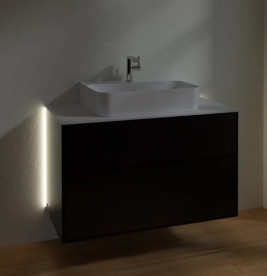 Тумба под раковину Villeroy & Boch Finion 100х50,1 см с подсветкой МДФ черный матовый лак/стекло белое матовое G10100PD