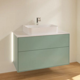 Тумба под раковину Villeroy & Boch Finion 100х50,1 см с подсветкой МДФ оливковый матовый лак/стекло белое матовое G10100GM