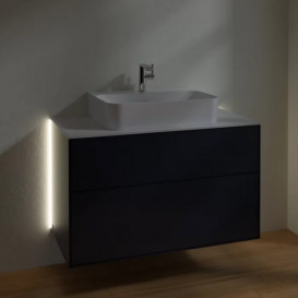 Тумба под раковину Villeroy & Boch Finion 100х50,1 см с подсветкой МДФ темно-синий матовый лак/стекло белое матовое G10100HG