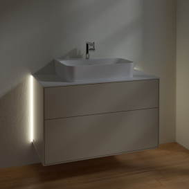 Тумба под раковину Villeroy & Boch Finion 100х50,1 см с подсветкой МДФ песок матовый лак/стекло белое матовое G10100HH