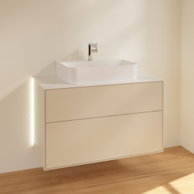 Тумба під раковину Villeroy & Boch Finion 100х50,1 см із підсвічуванням МДФ пісок матовий лак/скло біле матове G10100HH