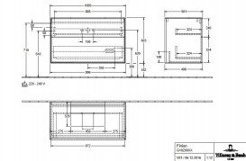 Тумба под раковину Villeroy & Boch Finion 100х50,1 см с подсветкой МДФ глянцевый черный лак/стекло черное матовое G10200PH