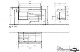 Тумба під раковину Villeroy & Boch Finion 100х50,1 см із підсвічуванням МДФ глянсовий чорний лак/оливковий матовий лак/скло біле матове F111GMPH