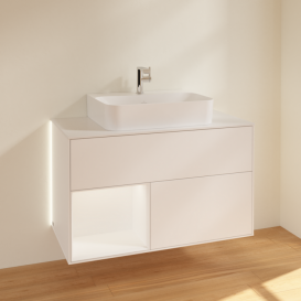 Тумба под раковину Villeroy & Boch Finion 100х50,1 см с подсветкой МДФ белый матовый лак/стекло белое матовое G111MTMT