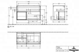 Тумба под раковину Villeroy & Boch Finion 100х50,1 см с подсветкой ДСП шпон дуба/глянцевый черный лак/стекло черное матовое G112PHPC