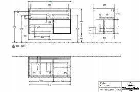 Тумба под раковину Villeroy & Boch Finion 100х50,1 см с подсветкой МДФ черный матовый лак/золотой матовый лак/стекло черное матовое F122HFPD