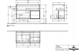 Тумба под раковину Villeroy & Boch Finion 100х50,1 см с подсветкой МДФ антрацит матовый лак/белый матовый лак/стекло черное матовое F122MTGK