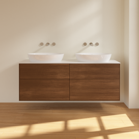 Тумба под раковину Villeroy & Boch Finion 160х50,1 см МДФ шпон грецкого ореха/стекло белое матовое FA8100GN