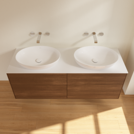 Тумба под раковину Villeroy & Boch Finion 160х50,1 см МДФ шпон грецкого ореха/стекло белое матовое FA8100GN