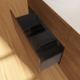 Тумба под раковину Villeroy & Boch Finion 160х50,1 см МДФ шпон грецкого ореха/стекло белое матовое FA8100GN