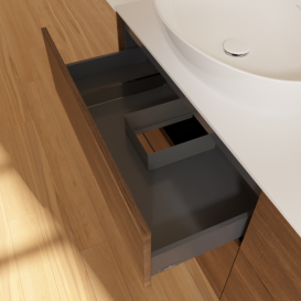 Тумба под раковину Villeroy & Boch Finion 160х50,1 см МДФ шпон грецкого ореха/стекло белое матовое FA8100GN