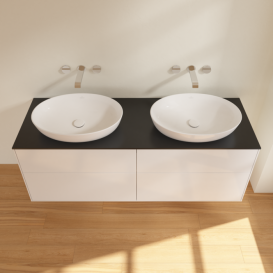 Тумба под раковину Villeroy & Boch Finion 160х50,1 см МДФ глянцевый белый лак/стекло черное матовое FA8200GF