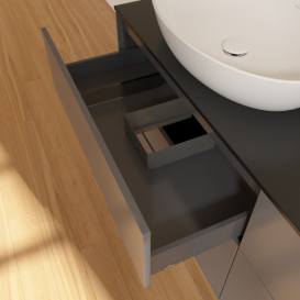 Тумба под раковину Villeroy & Boch Finion 160х50,1 см МДФ антрацит матовый лак/стекло черное матовое FA8200GK