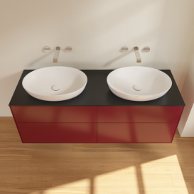 Тумба под раковину Villeroy & Boch Finion 160х50,1 см МДФ пион матовый лак/стекло черное матовое FA8200HB