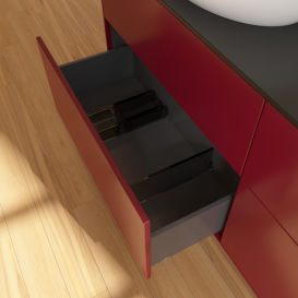 Тумба под раковину Villeroy & Boch Finion 160х50,1 см МДФ пион матовый лак/стекло черное матовое FA8200HB