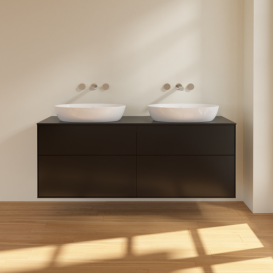 Тумба под раковину Villeroy & Boch Finion 160х50,1 см МДФ черный матовый лак/стекло черное матовое FA8200PD