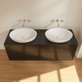 Тумба под раковину Villeroy & Boch Finion 160х50,1 см МДФ черный матовый лак/стекло черное матовое FA8200PD