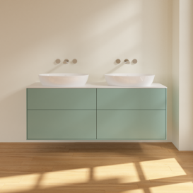 Тумба под раковину Villeroy & Boch Finion 160х50,1 см МДФ оливковый матовый лак/стекло белое матовое FA8100GM