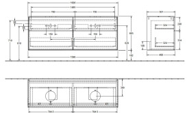 Тумба под раковину Villeroy & Boch Finion 160х50,1 см МДФ темно-синий матовый лак/стекло белое матовое FA8100HG