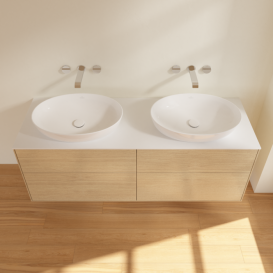 Тумба под раковину Villeroy & Boch Finion 160х50,1 см МДФ шпон дуба/стекло белое матовое FA8100PC