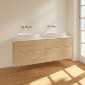 Тумба под раковину Villeroy & Boch Finion 160х50,1 см МДФ шпон дуба/стекло белое матовое FA8100PC